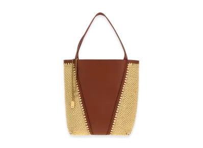 Chloe Women's Two-Tone Raffia And Leather Chloa Spin Shopping Bag "Brown/Beige"