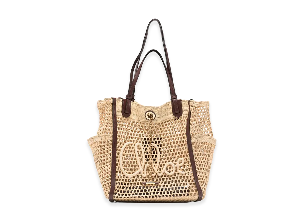 Chloe Women's Raffia Chloa Iconic Shopping Bag "Beige"