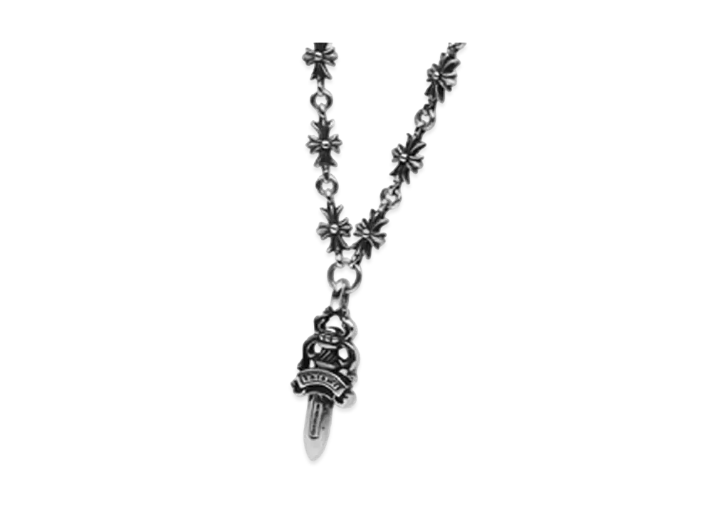 Chrome Hearts Tiny E Ch Plus Necklace / # 5 Dagger 38cm (15 inch) "Silver"