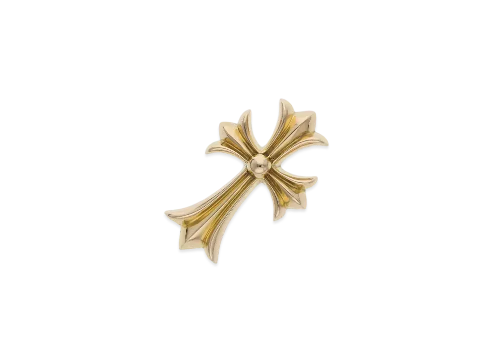 Chrome Hearts 22K Small CH Cross Pendant Necklace Top "Yellow Gold"