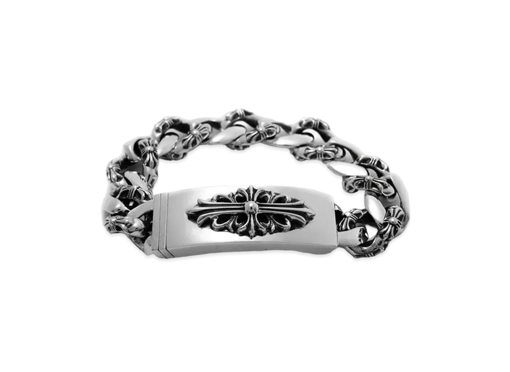 Chrome Hearts Floral Cross ID Fancy Link Bracelet "Silever"