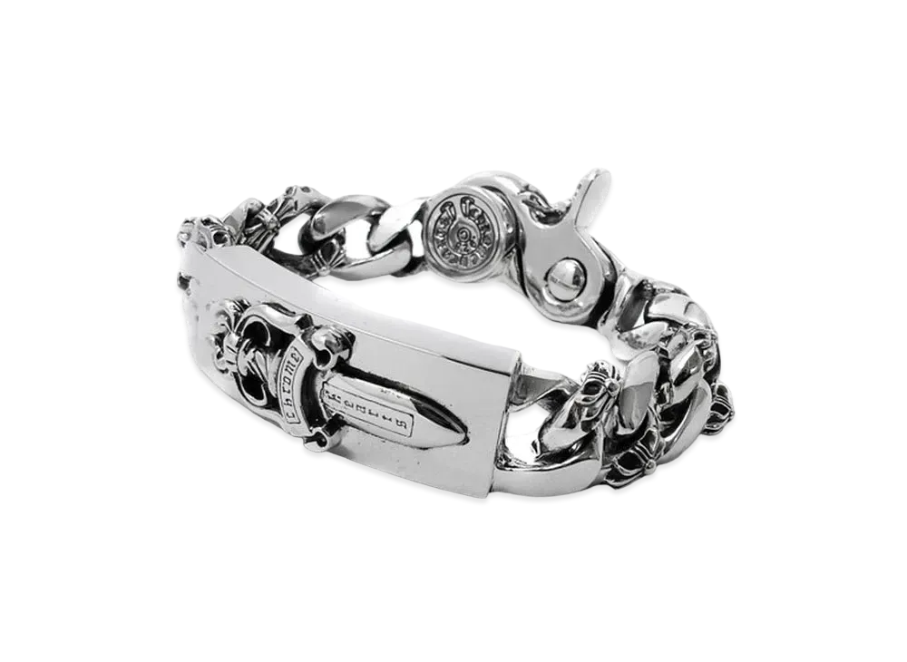 Chrome Hearts ID Bracelet W / Dagger W / Fan Sea Rink / Clip ID-DAGGER W / FANCY LINK / CLIP "Silver"