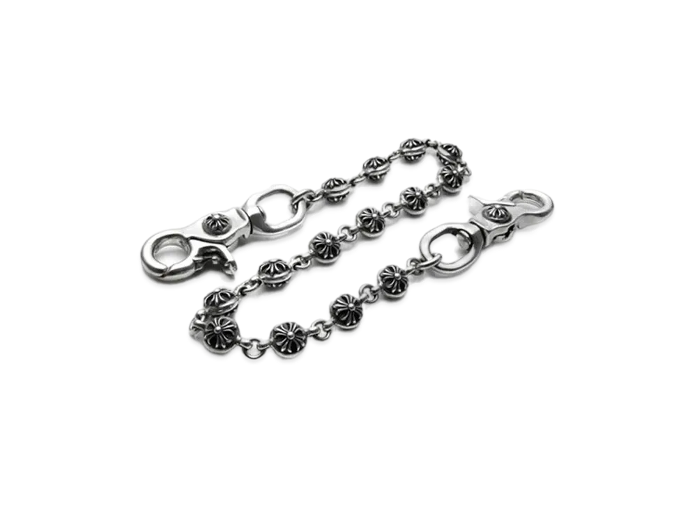 Chrome Hearts # 2 Cross Ball Wallet Chain 2 Clip Short "Silver"