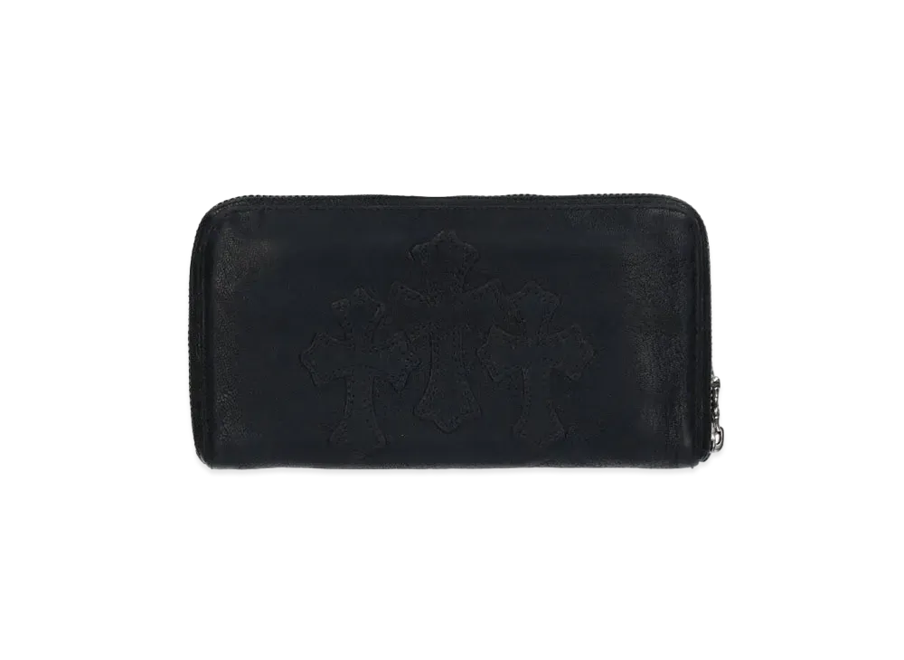 Chrome Hearts REC F 3 Cross Novelty Leather Zip Around Wallet "Black/Navy"