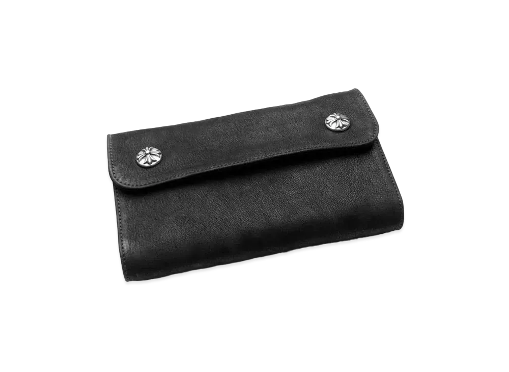クロムハーツ ウェイブ ウォレット デストロイレザー "ブラック"