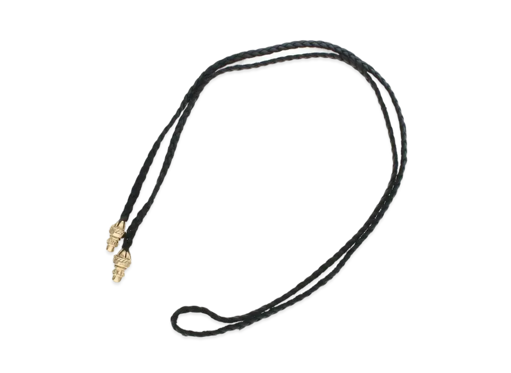 Chrome Hearts 22K Boro Chip Leather Blade Leather Necklace "Yellow Gold/Black"