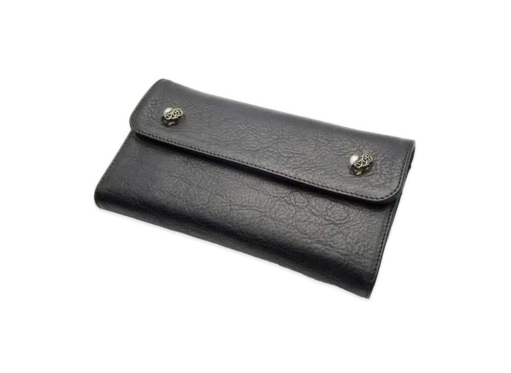 Chrome Hearts Wave Wallet / Leather Heart Button "Black"