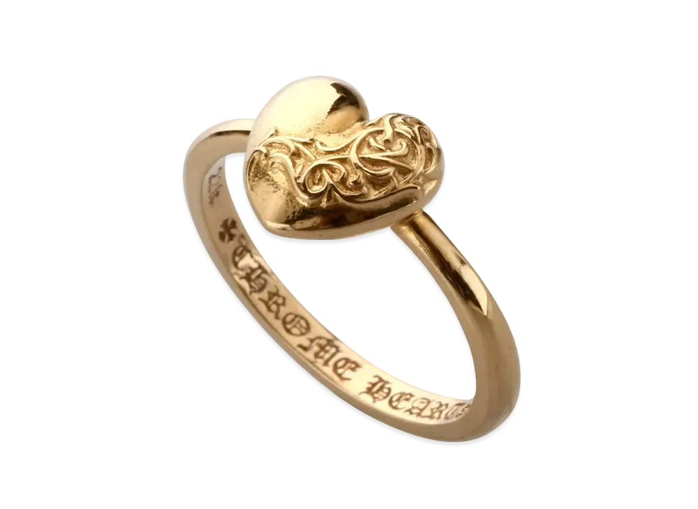 クロムハーツ 22K バブルガム リング w/ ハート "ゴールド"