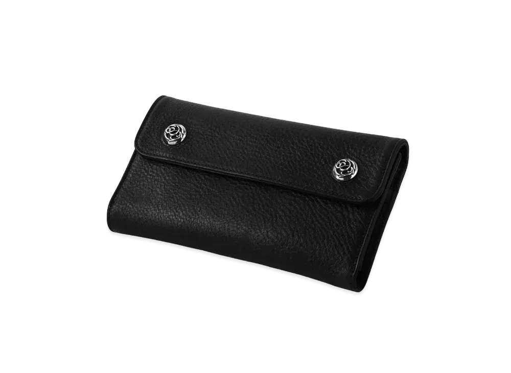 Chrome Hearts Wave Wallet / Floral Button "Black"