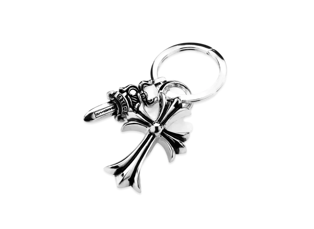Chrome Hearts Small CH Cross Keycling Key Chain "Silver"