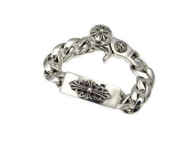 Chrome Hearts ID Bracelet W / Floral Cross W / Classic Link / Clip ID-Floral Cross W / Classic Link / Clip "Silver"