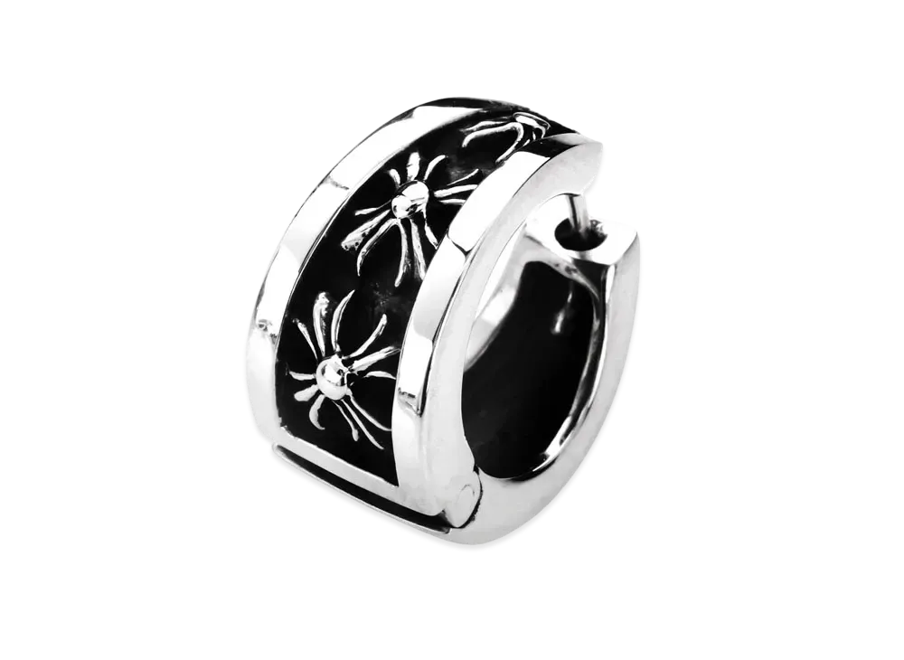 Chrome Hearts Narrow V-Band CH Cross Earrings (for Right Ear) "Silver"