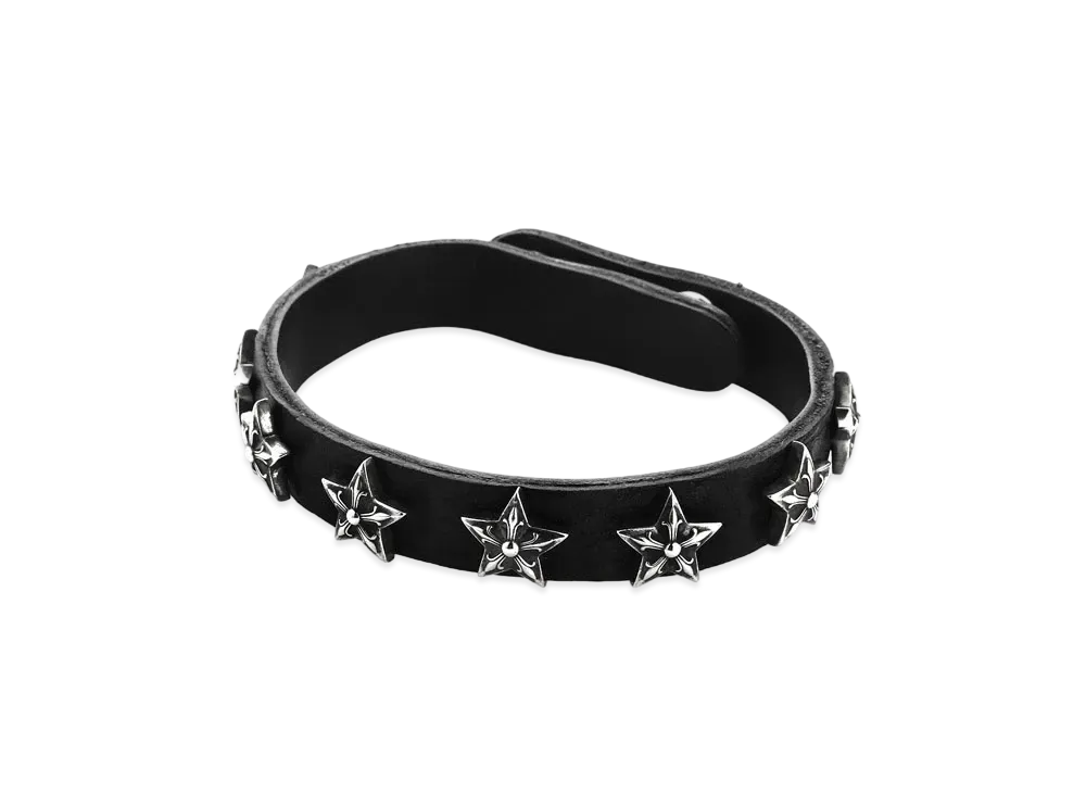 Chrome Hearts 2 Button 2 Snap Bracelet Star Leather "Black"