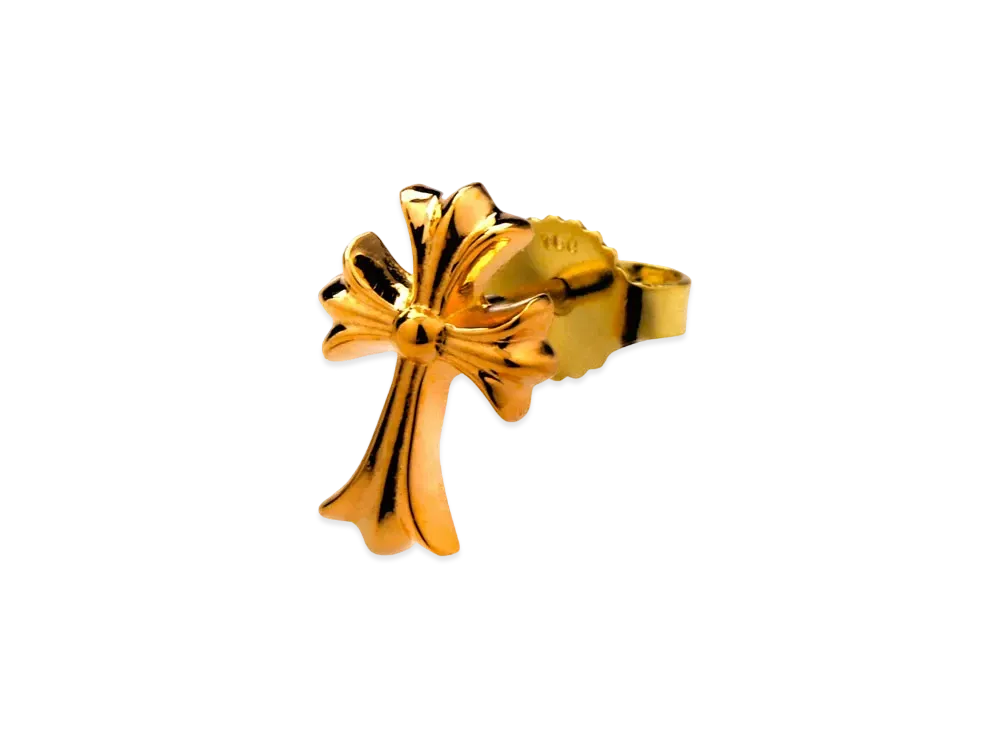 Chrome Hearts 22K # 2 CH Cross Fat Stud Earrings "Gold"