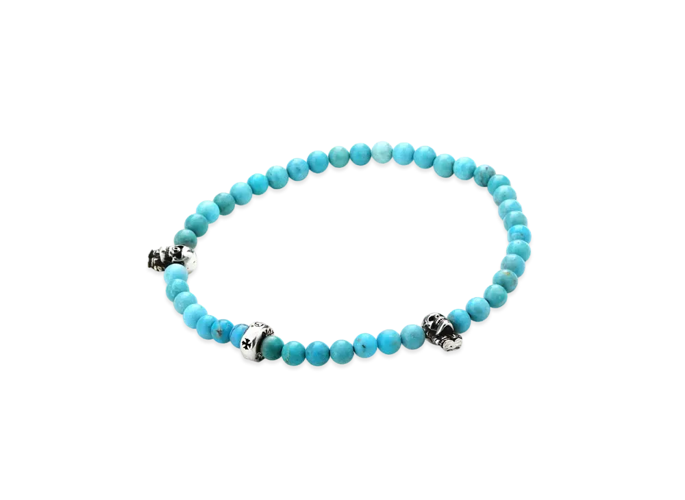 Chrome Hearts Beaded Bracelet 4mm V84 Delfino Turquoise S Size "Turquoise "