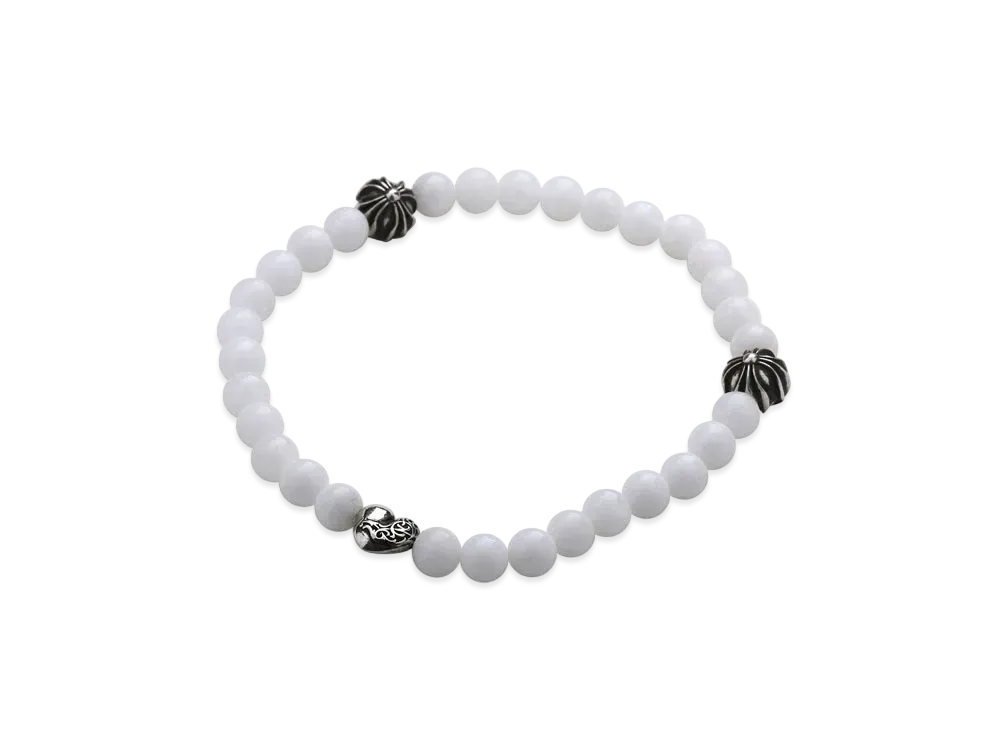 Chrome Hearts Beaded Bracelet 6mm V82 Quartz L Size "White"