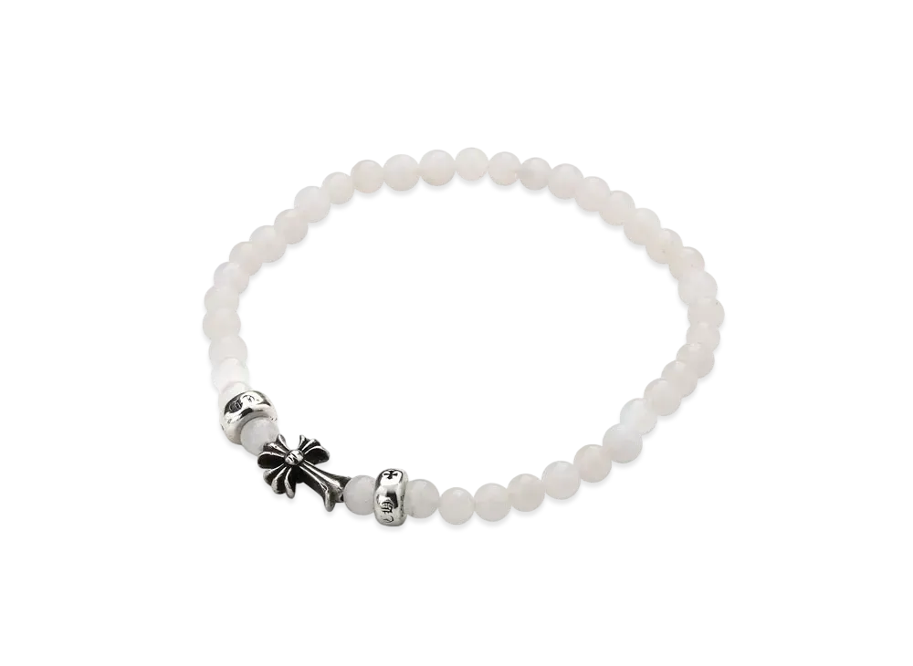 Chrome Hearts Beaded Bracelet 4mm V81 Quartz S Size "White"
