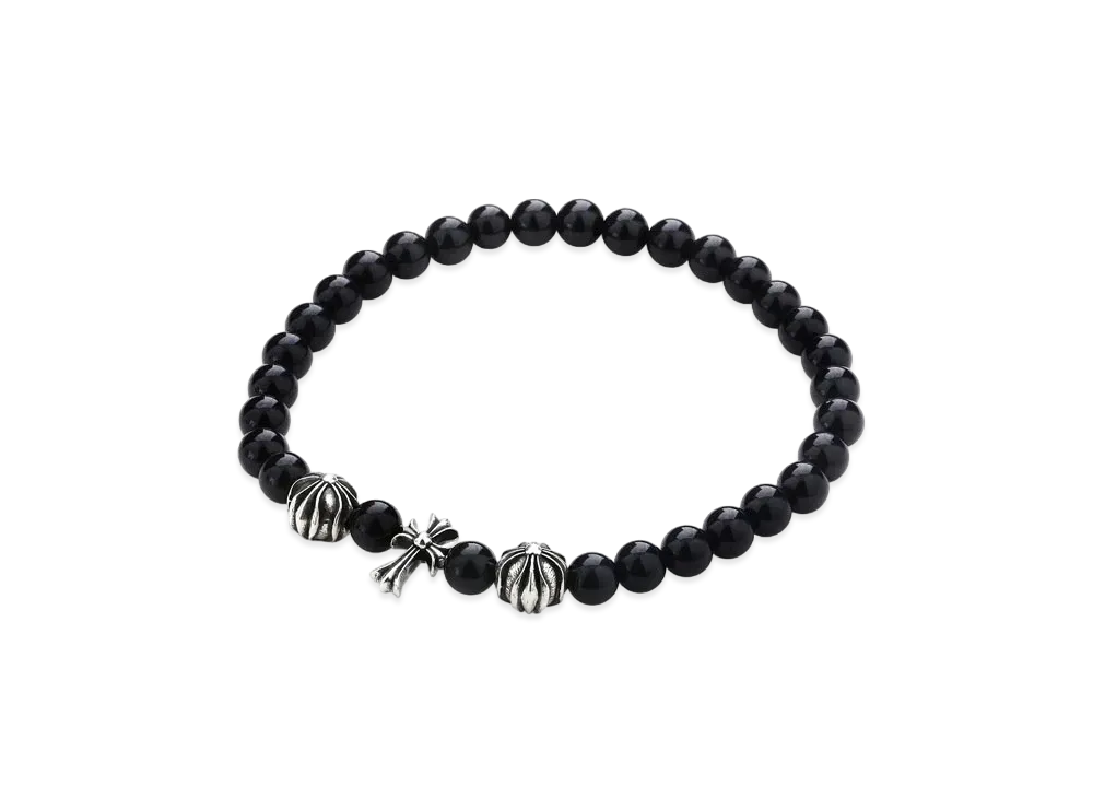 Chrome Hearts Beaded Bracelet 6mm V80 Tolmarine L Size "Black"