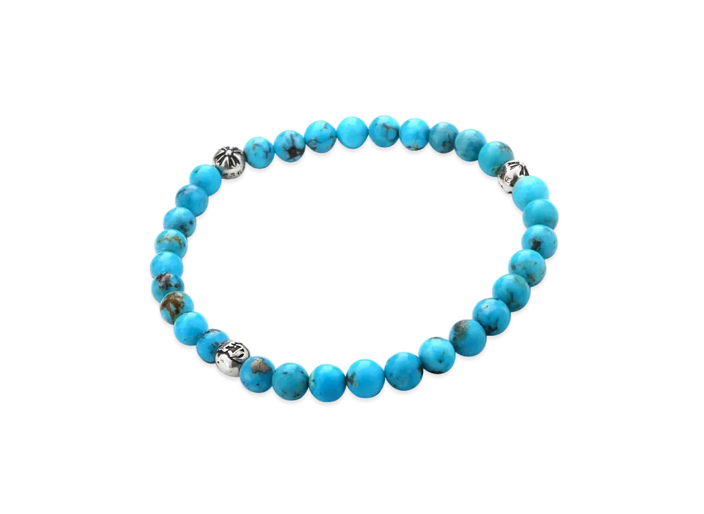 Chrome Hearts Beaded Bracelet 6mm V26 Turquoise L Size "Turquoise "