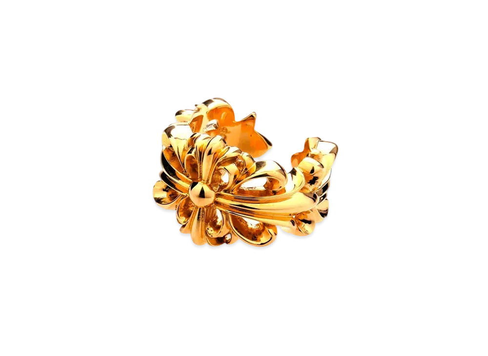 Chrome Hearts 22K Double Floral Cross Ring No. 23 "Gold"