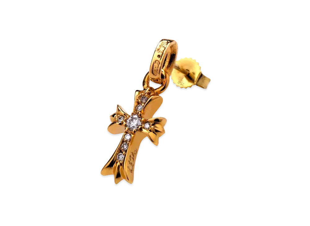 Chrome Hearts 22K CH Cross Baby Fat Pierce W / Diamond Pave (CH Specification) "Gold"