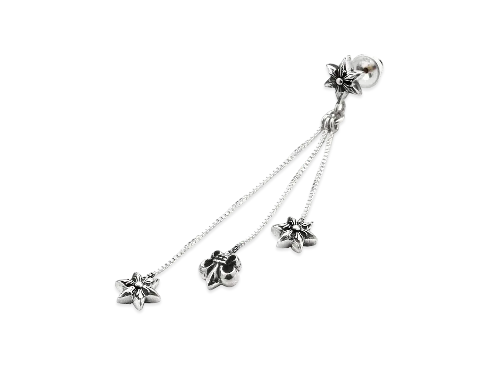 クロムハーツ ジョジョ V2 スター 3 チャーム ピアス (左耳用) "シルバー"