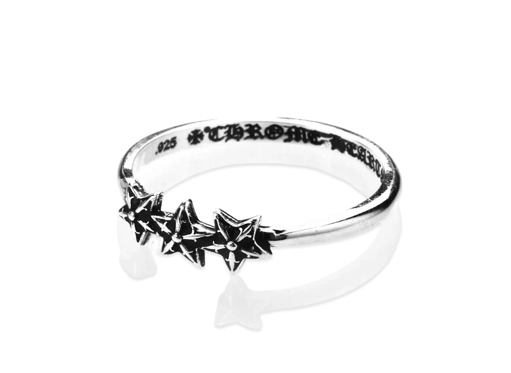 Chrome Hearts Bubble Gum Ring W / 3 Star "Silver"