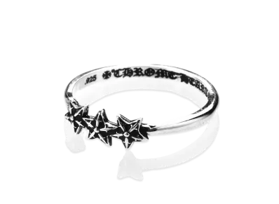 Chrome Hearts Bubble Gum Ring W / 3 Star "Silver"