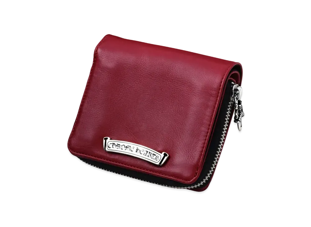 Chrome Hearts Square Zipville Wallet Leather "Raspberry"