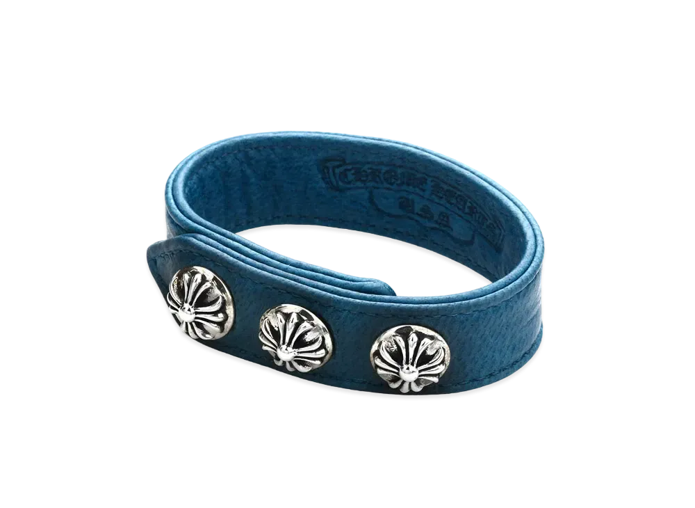 Chrome Hearts 3 Button 2 Snap Bracelet Cross (Cyan) "Blue "
