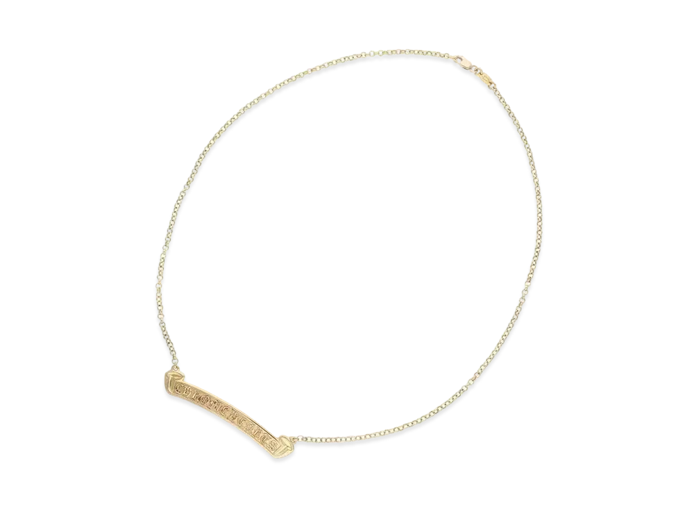 クロムハーツ 22K スクロールラベル ロールチェーン ネックレス