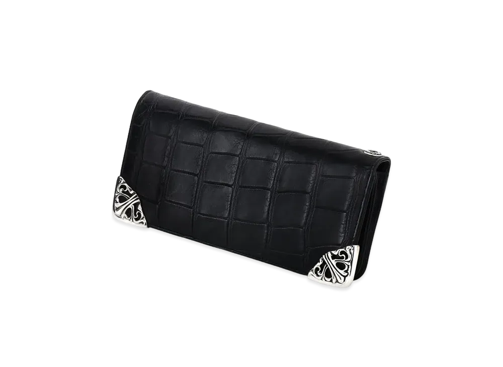 Chrome Hearts Single Fold Long Wallet Chips W / Aligator "Black"