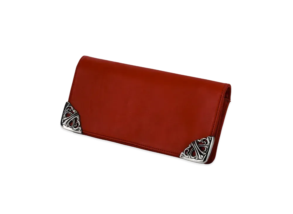 Chrome Hearts Single Fold Long Wallet Chips W / Light Leather "Red"