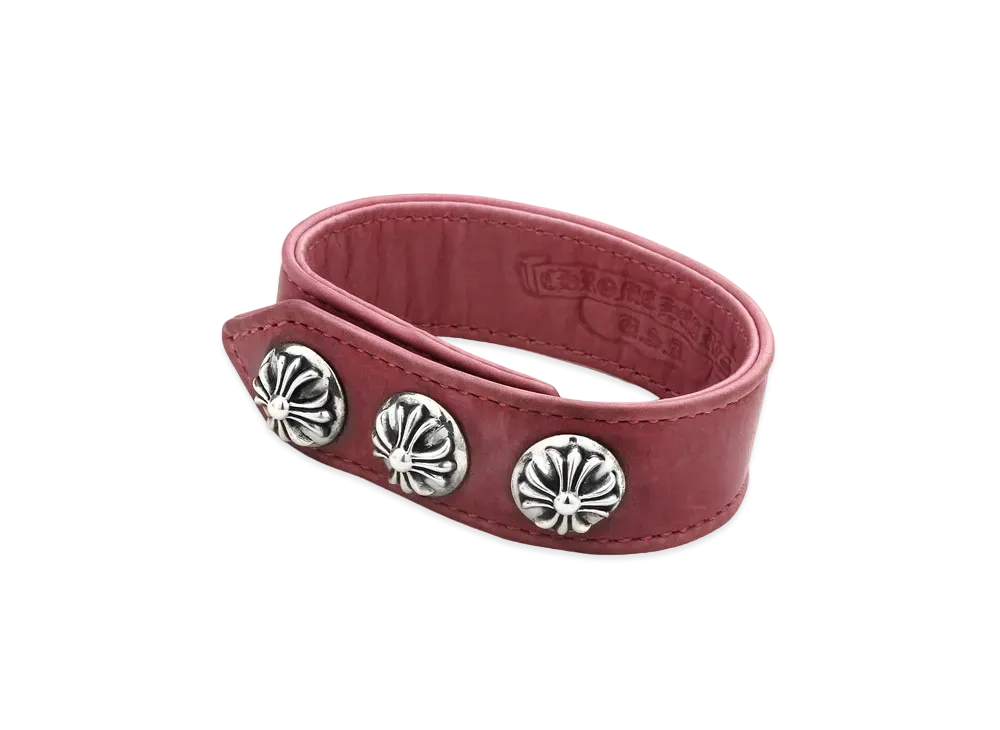 Chrome Hearts 3 Button 2 Snap Bracelet Cross "Smokey Pink"