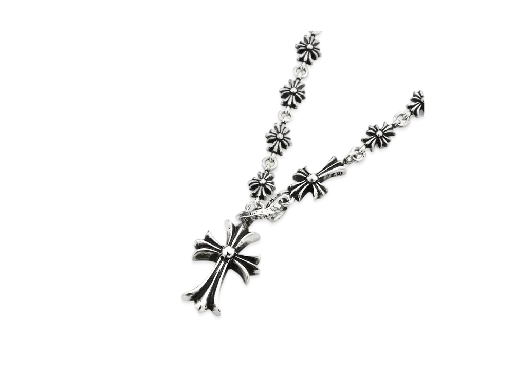 Chrome Hearts Tiny E CH Plus Necklace W / Tiny CH Cross 60cm (24inch) "Silver"
