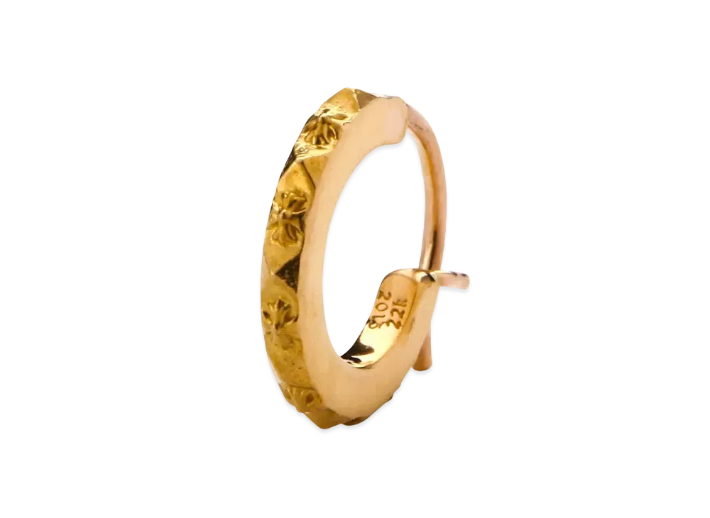 Chrome Hearts 22K TFP Tiny Plus Punk Hoop Earrings "Gold"