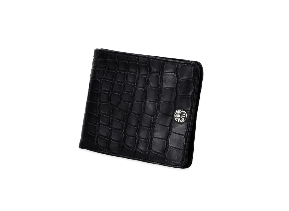 Chrome Hearts 1 Snap Wallet W / Cross Button Aligator "Black"