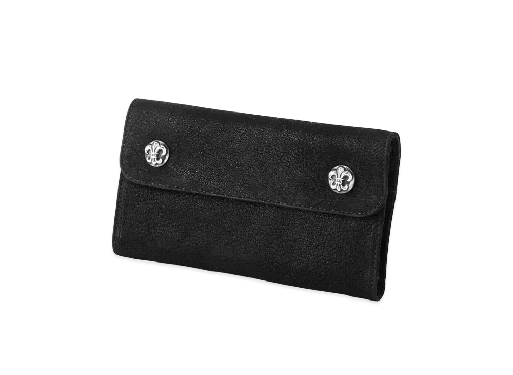 Chrome Hearts Wave Wallet W / BSF Button Leather Destroyer "Black"