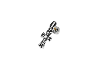 Chrome Hearts CH Cross Baby Fat Earrings W Pave Diamond "Silver"