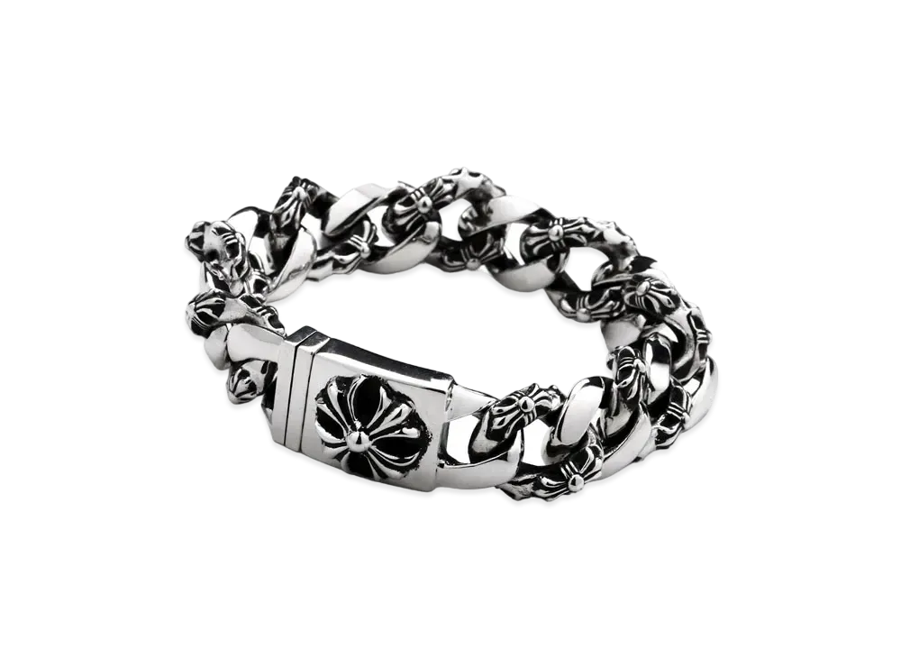 Chrome Hearts Fan Sea Link Bracelet Men's Size 15 Links "Silver"