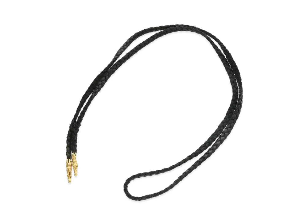 Chrome Hearts 22K Scroll Leather Blade Necklace "Yellow Gold"