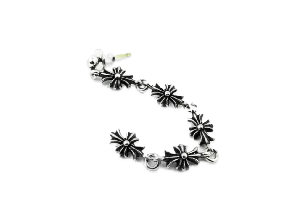 Chrome Hearts Tiny E CH Plus 5 Drop Stud Earrings "Silver"