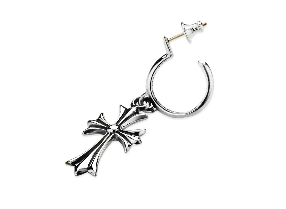 クロムハーツ フープ CH クロス ピアス "シルバー"