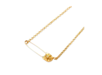 Chrome Hearts 22K Safety Pin CH Plus Roll Chain Necklace 40cm (16 Inch) "Yellow Gold"