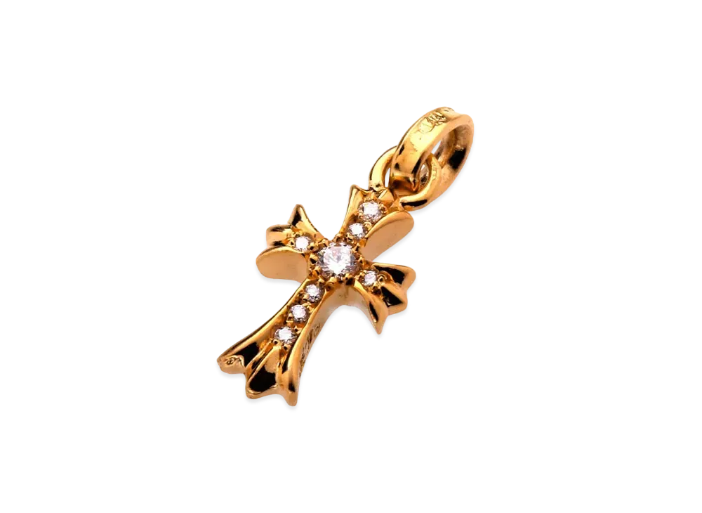 Chrome Hearts 22K CH Cross Baby Fat Charm with Pave Diamond "Yellow Gold"
