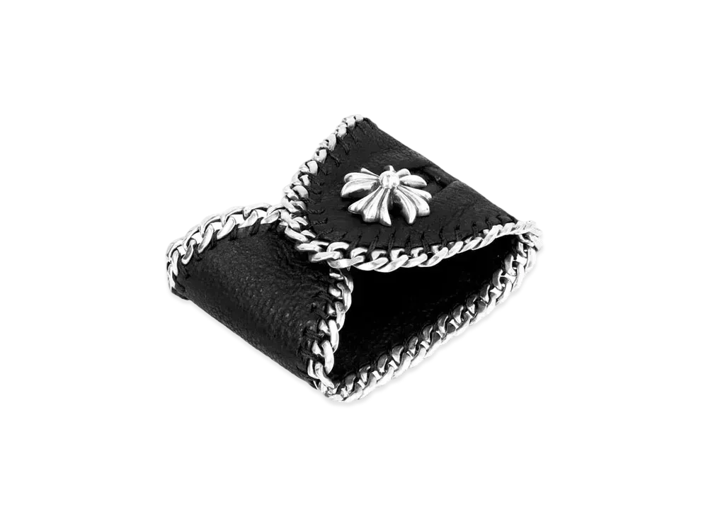 Chrome Hearts Chain Leather Bracelet W / CH Plus Button "Black"