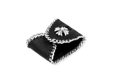 Chrome Hearts Chain Leather Bracelet W / CH Plus Button "Black"