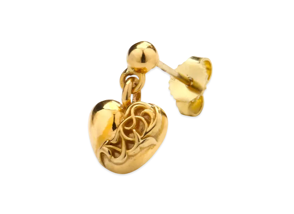 Chrome Hearts 22K Drop Heart Earrings "Gold"