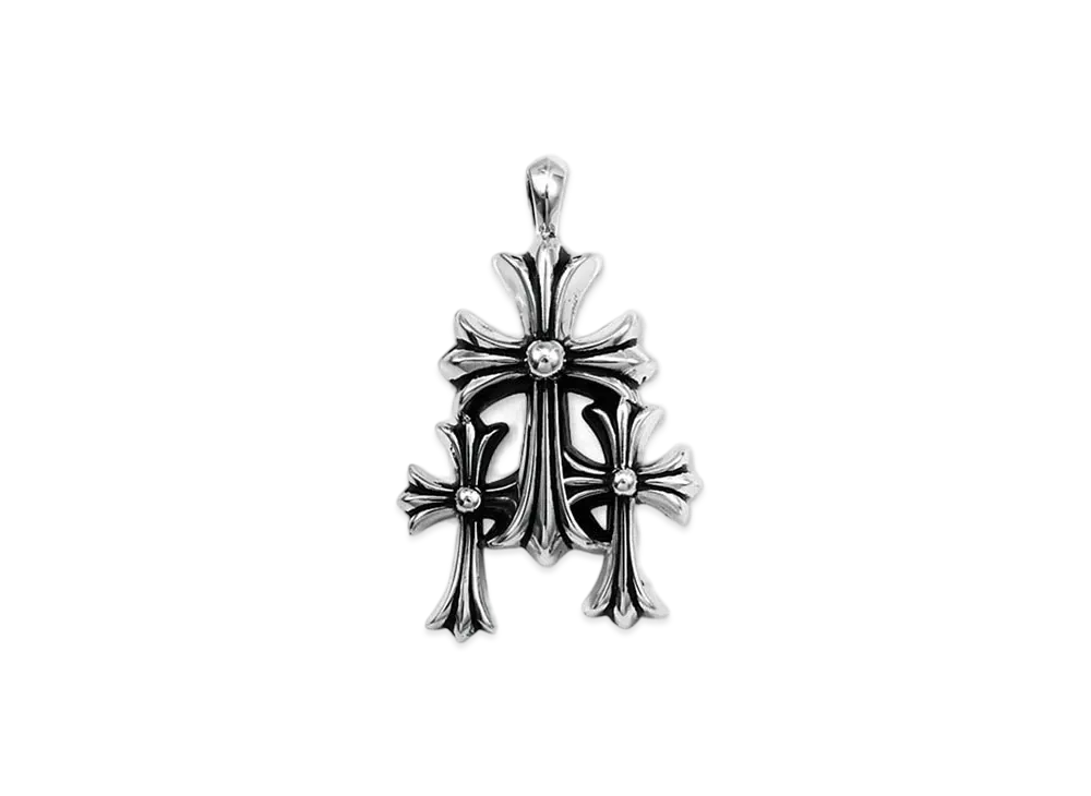 Chrome Hearts Small Triple CH Cross Pendant Top "Silver"