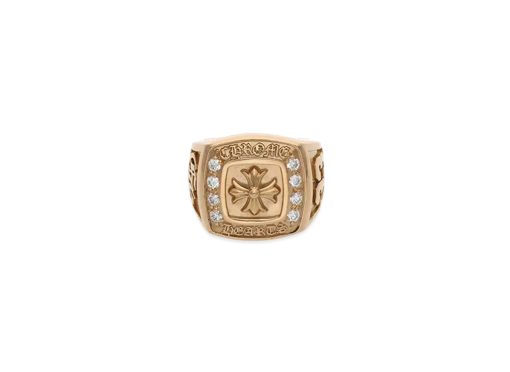 Chrome Hearts 22K Large Pave Diamond Ring "Yellow Gold"